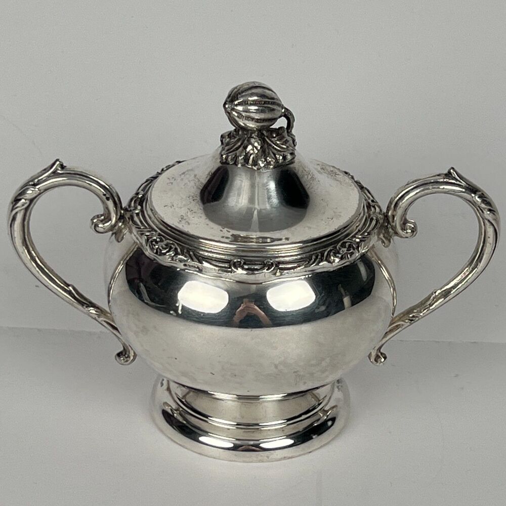 Vintage English Silver Mfg Corp Lidded Sugar Bowl Silverplate Pattern 78 USA - Picture 2 of 12